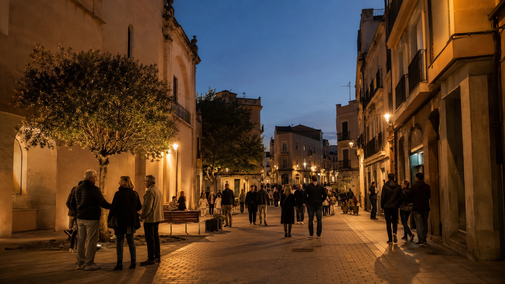 Carrer il·luminat de nit
