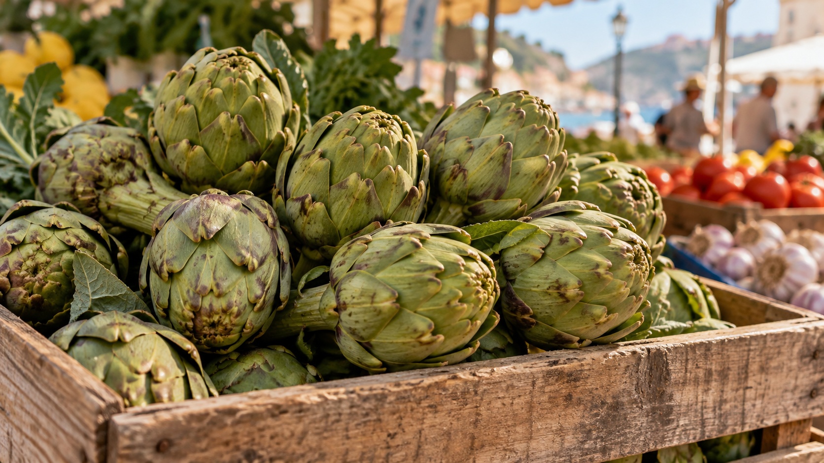 Carxofes fresques al mercat